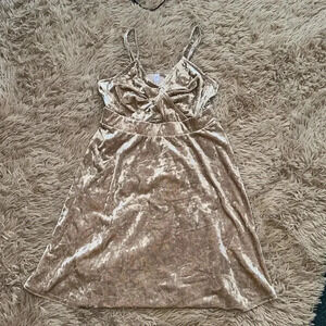 Crushed velvet mini dress with cut out detail